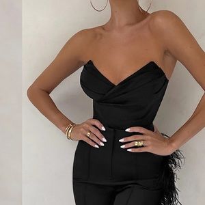 BLACK CORSET STRAPLESS BODYSUIT US SIZE 2